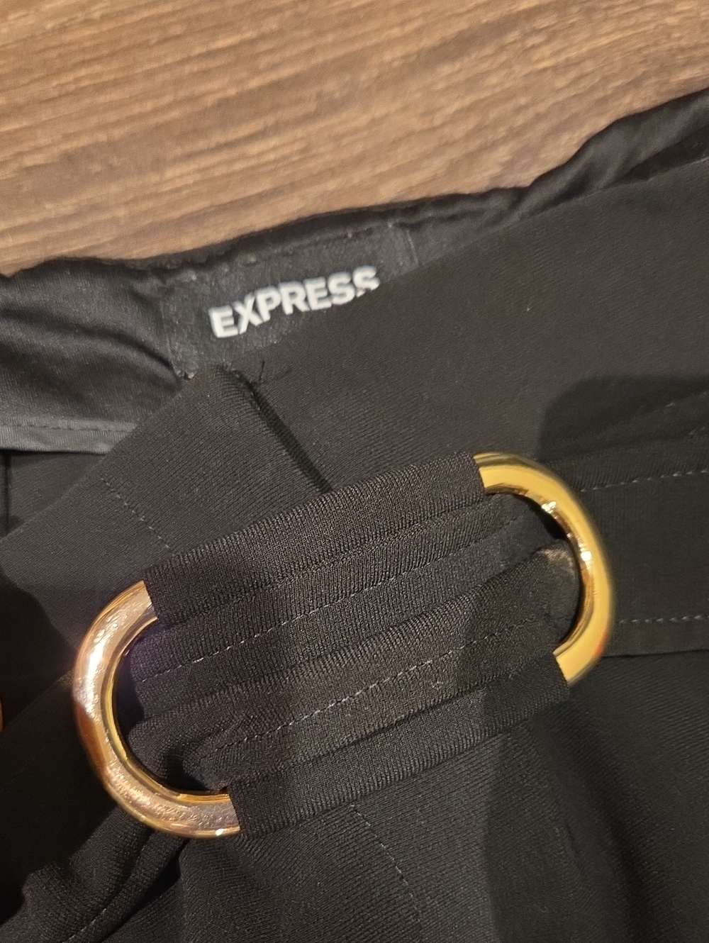 ❤️ EXPRESS HIGH RISE PLEATED TAPERED BELTED CREPE PANTS / TROUSERS, BLACK, 14 - Picture 6 of 9